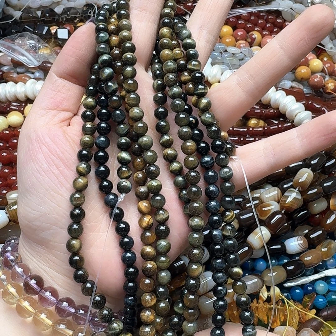 玛瑙/玉髓未镶嵌珠宝半成品2条6m虎眼