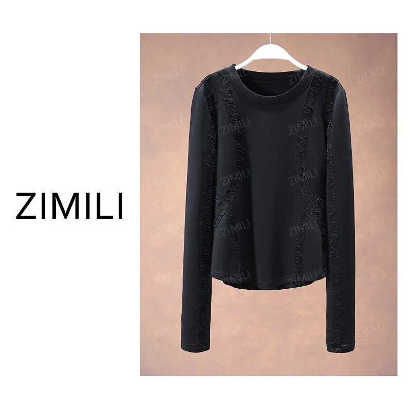 【亮哥女装】2025秋冬新品《云纹系列》黑色高弹显瘦打底上衣26003-A0