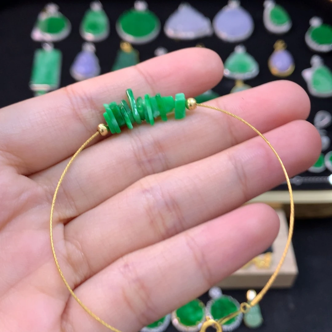 翡翠18K金镶嵌手链手链