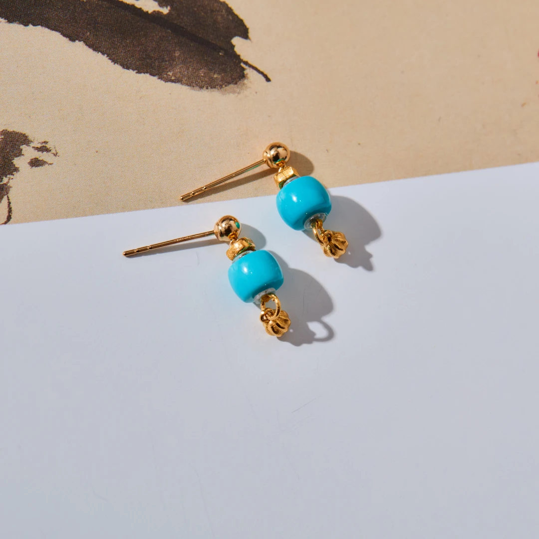 【云上雅岚】18K绿松耳钉多样性发一#XYGD308232-C