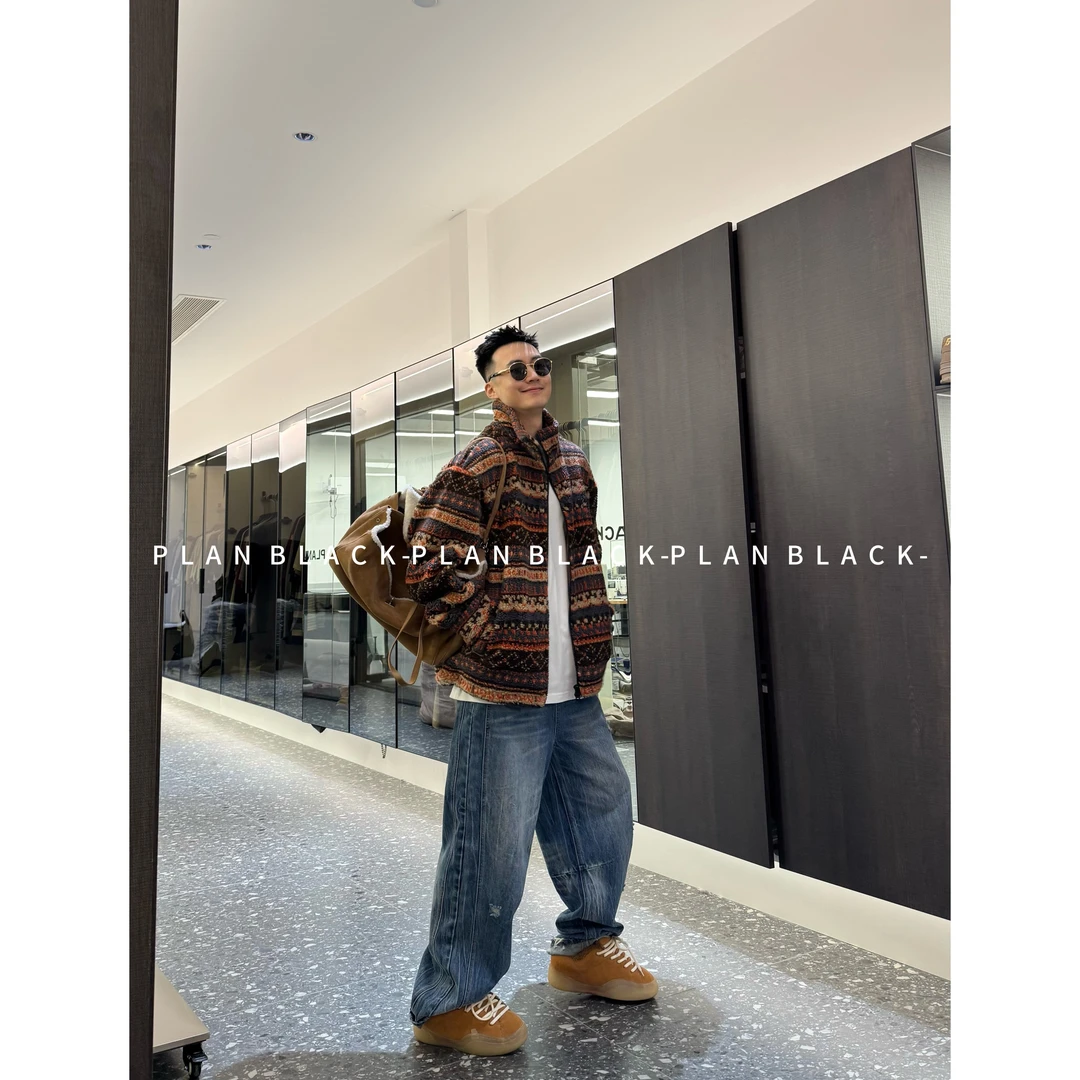 RICH陈发财【暮光之城.摇粒绒】出门搭子！复古提花氛围感棉服8150