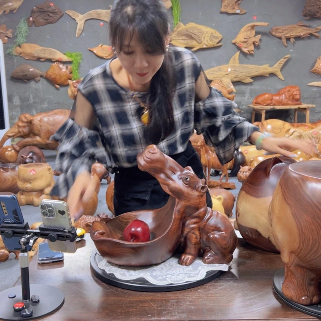 【闪购商品】木错****2香樟木河马果盘