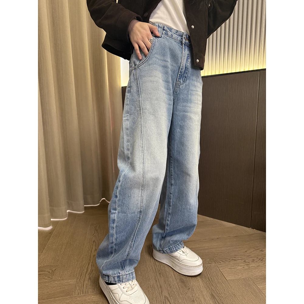 【彤彤】★ “约定“阔腿弯刀牛仔裤女高腰宽松显瘦萝卜裤超长春秋