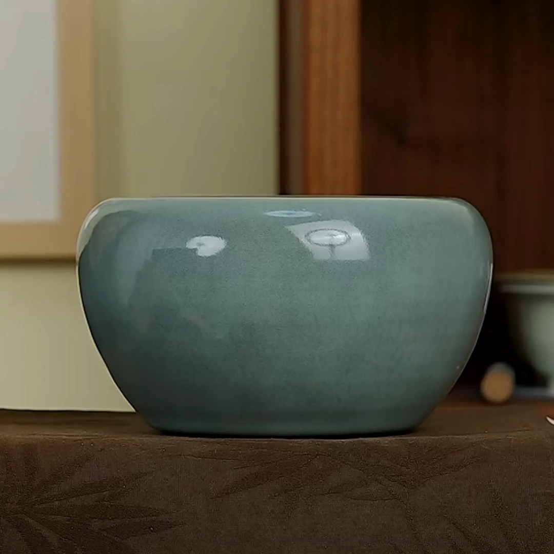黑美人建水花器陈卫武龙泉青瓷大号中式书房洗杯纯手工简约