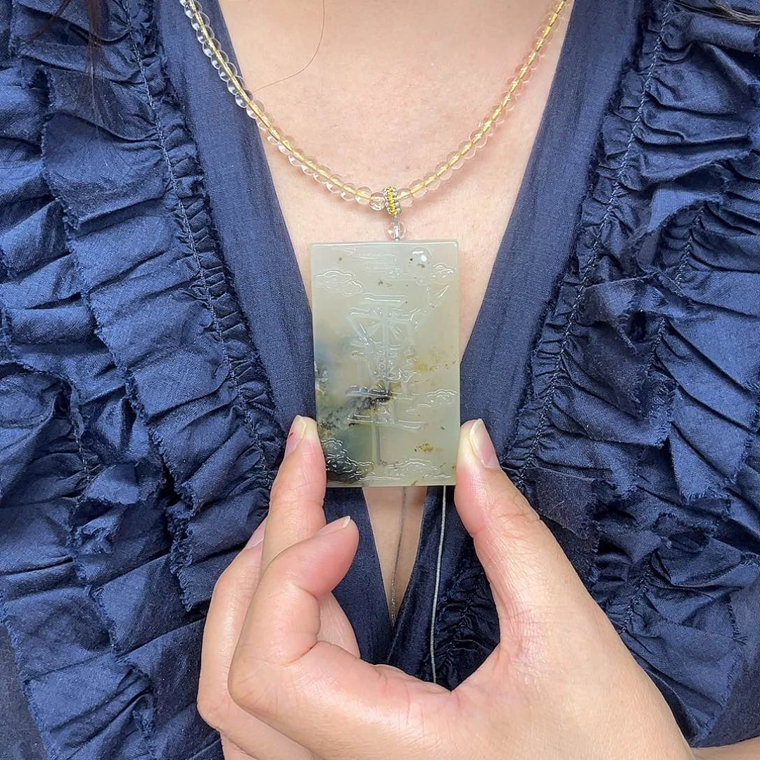 未镶嵌岫玉颈饰花玉紫薇徽