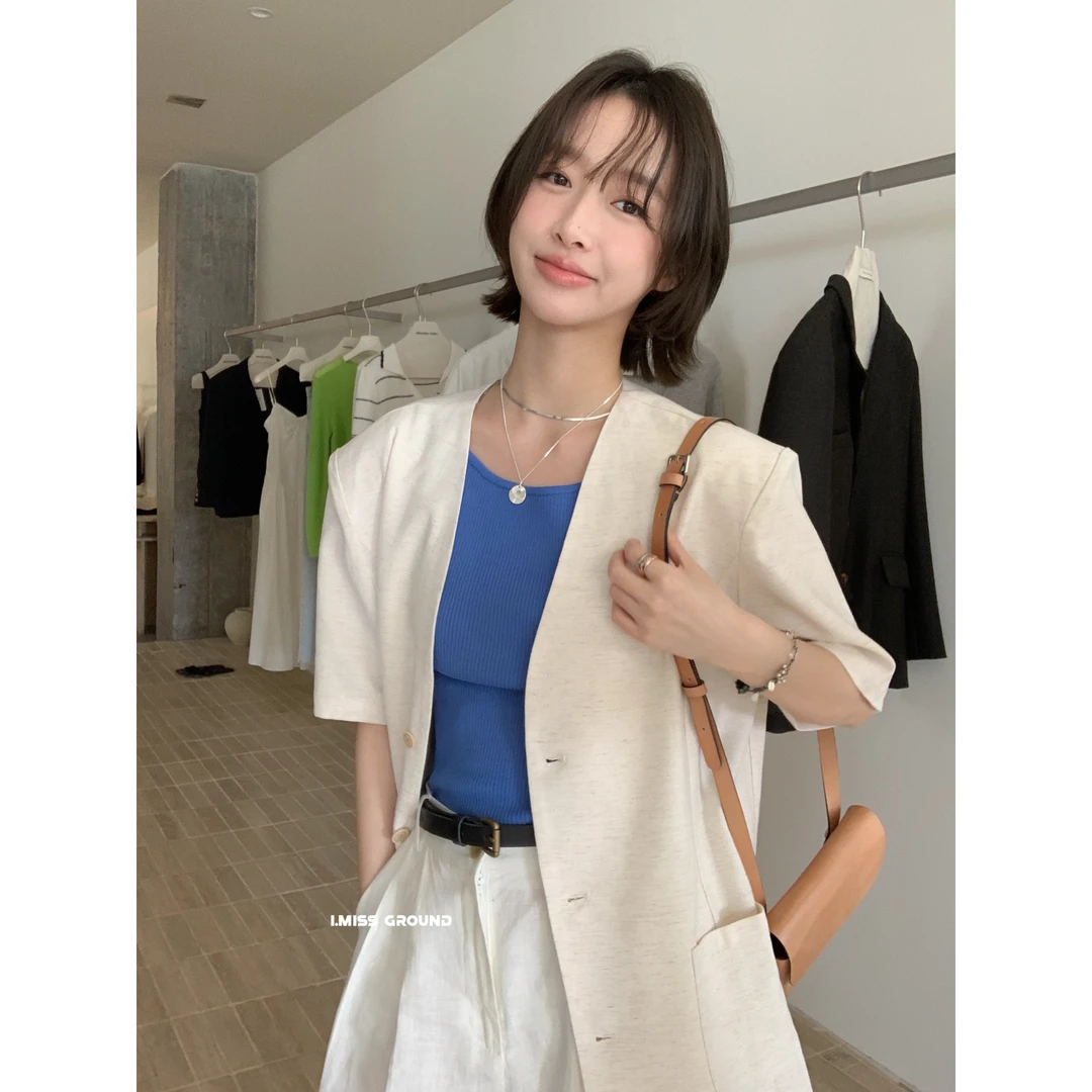 Z70591#质感v领休闲宽松高级感西装外套