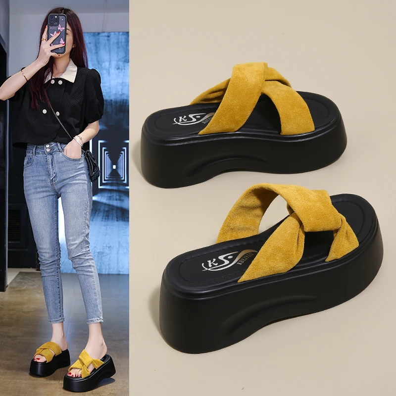 小个子增高厚底凉拖鞋女2025夏季新款仙女风时尚海边配裙子凉半拖