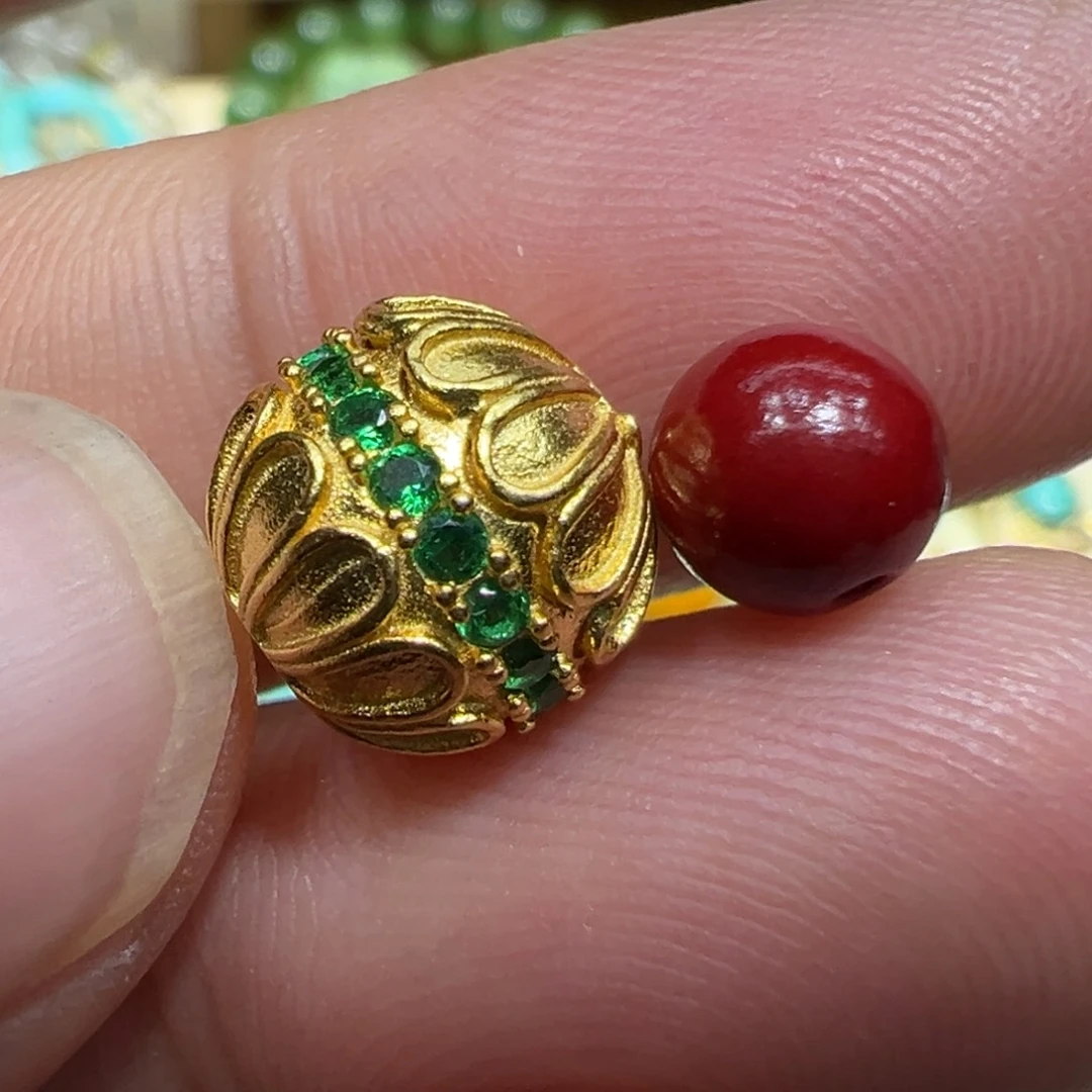 南红玛瑙银S925镀金镶嵌颈饰