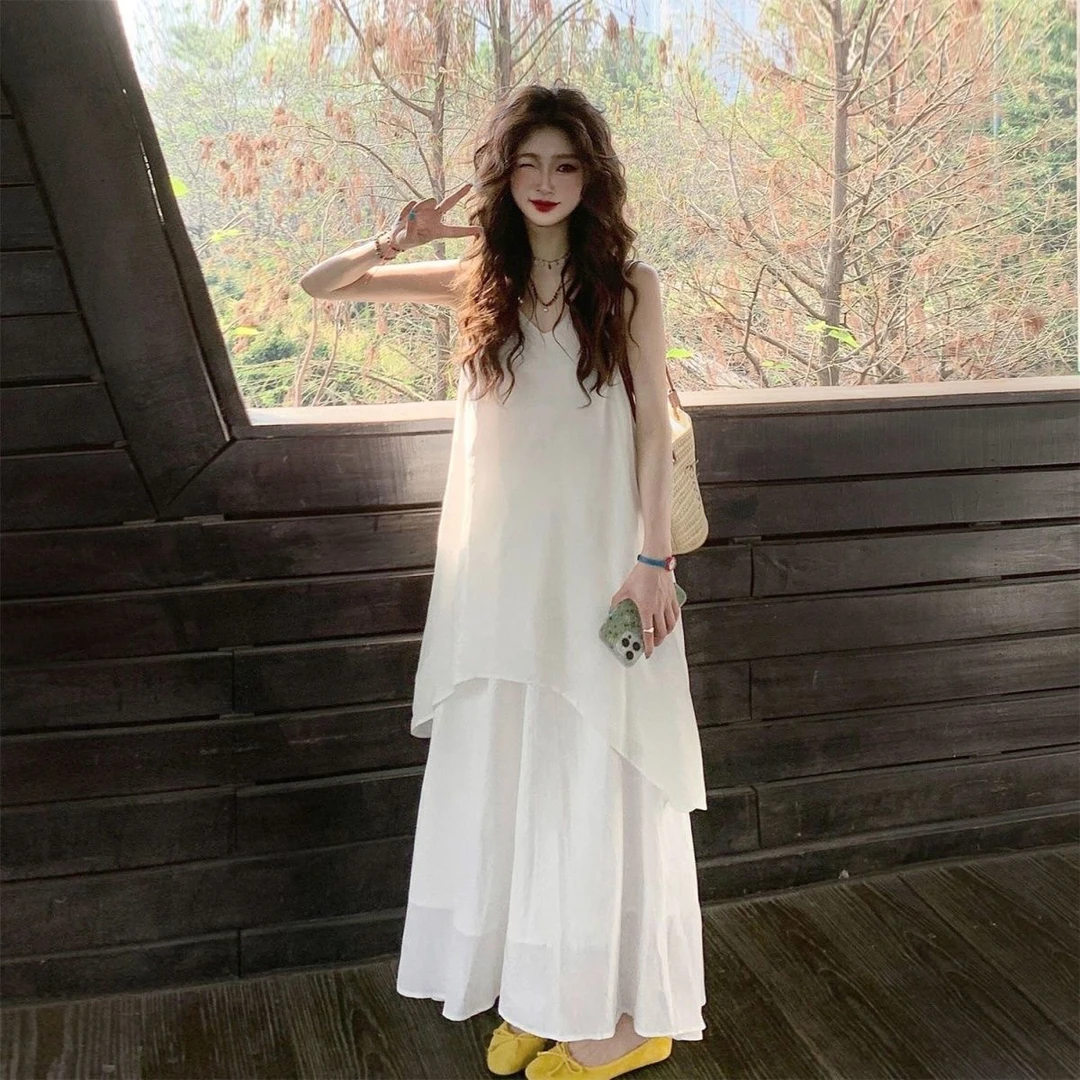 墨墨家：大码法式温柔风气质显瘦遮肉夏季新款三件套吊带半裙外披