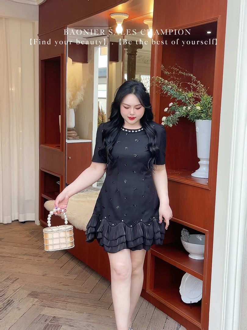 BAONI 2025夏季新款胖mm显瘦短袖连衣裙#U25X1062