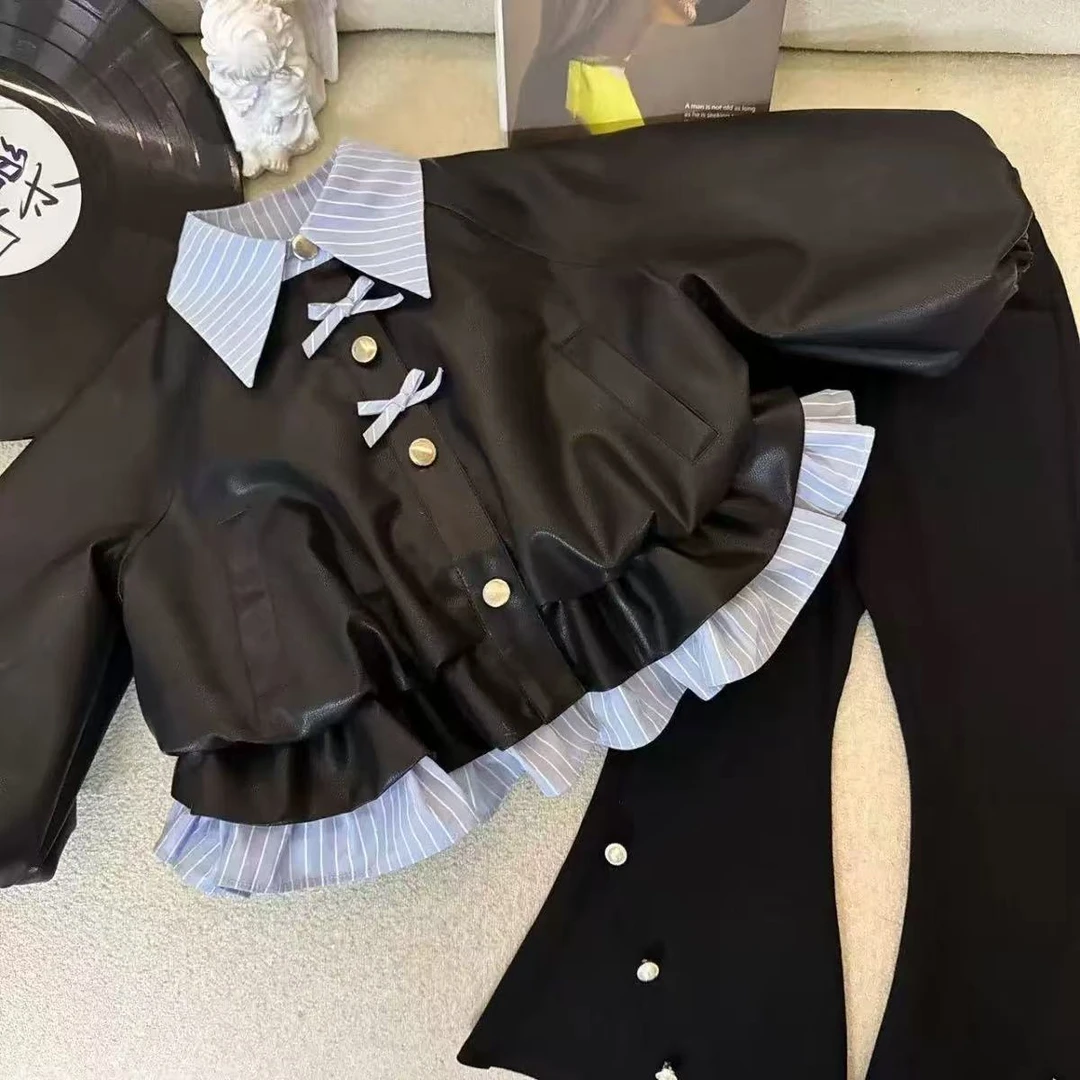 新款女童秋装皮衣外套2025新款女宝宝洋气时髦皮夹克外套儿童韩版