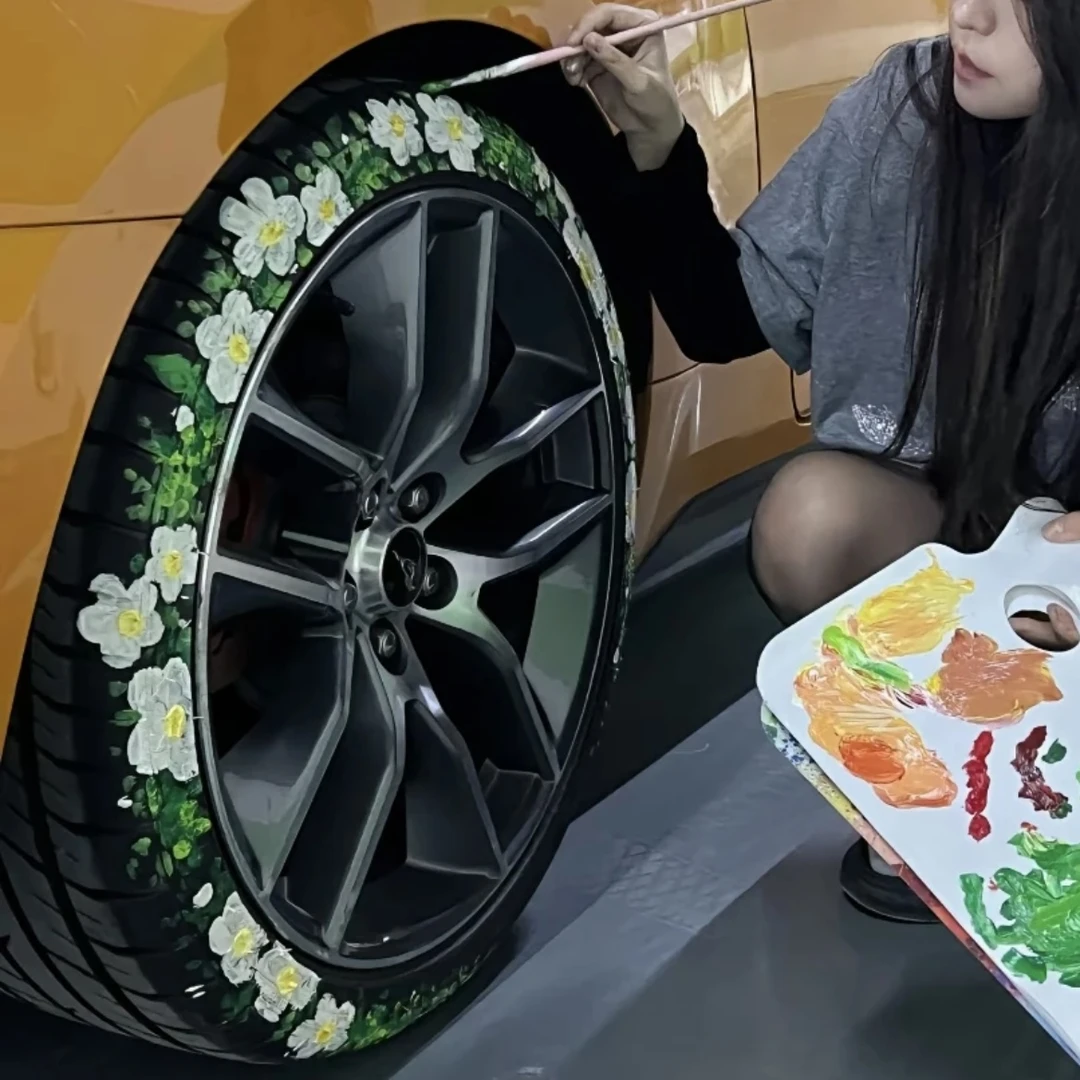 轮胎手绘涂鸦丙烯颜料防水防晒不掉色套装油画颜料调和液