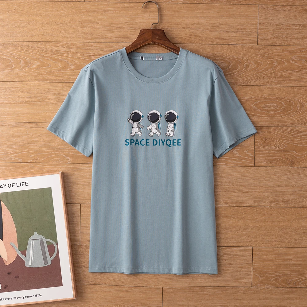 H品质男装！78%棉！太空联名款！男士t恤短袖夏季宽松圆领半袖体恤衫
