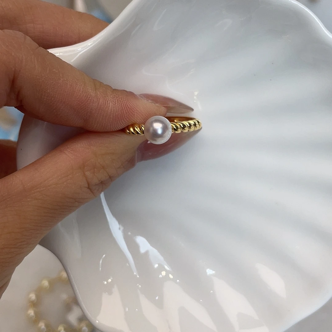 戒指银S925镶嵌海水珍珠
