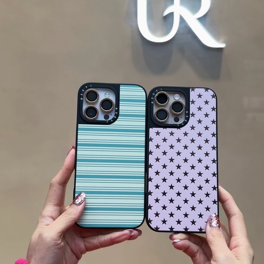 【定制款高版磨砂黑框】复古青蓝白粉星苹果iphone11/16手机壳防摔