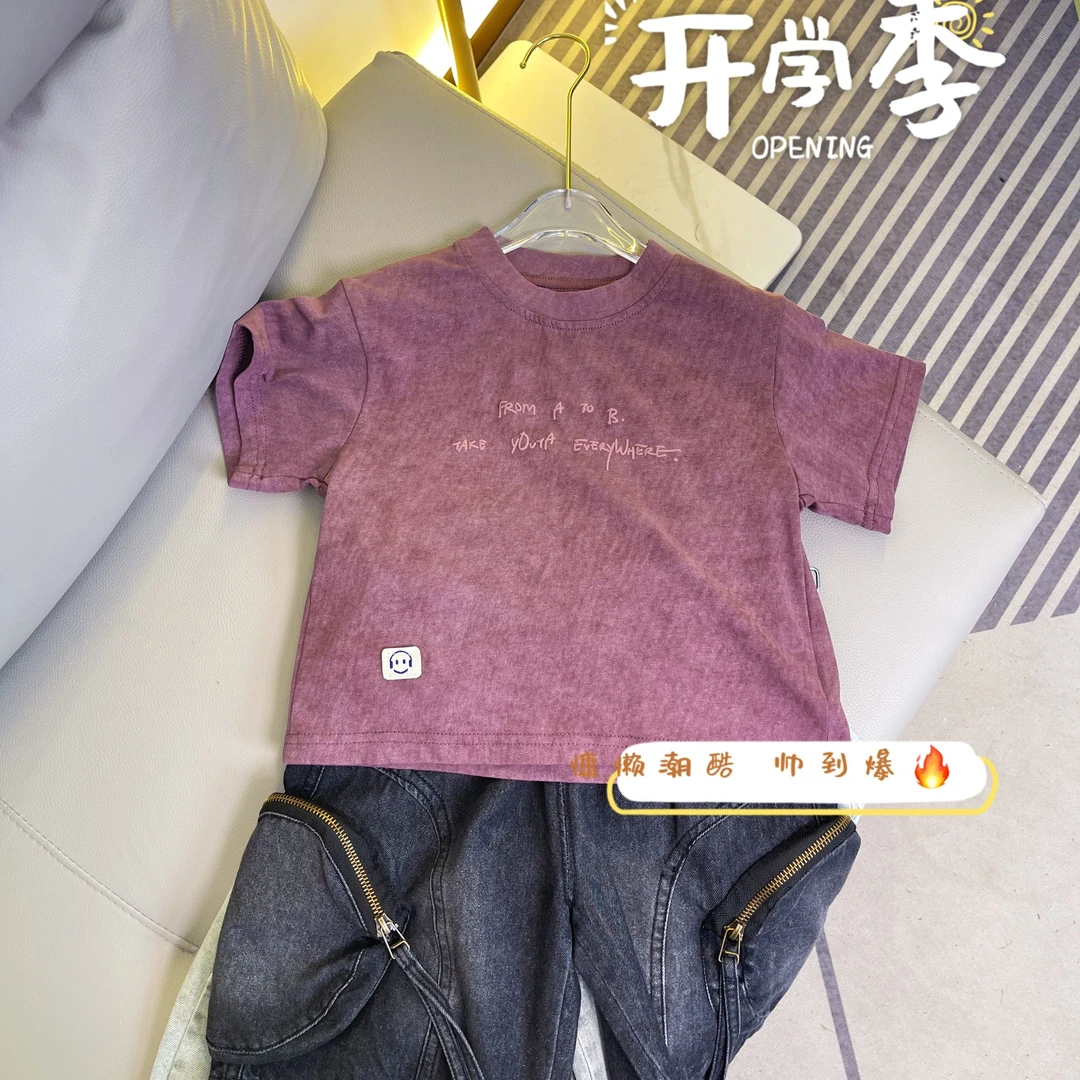 男童开学季短袖T恤2025新款夏季儿童休闲上衣百搭中小童夏款潮酷