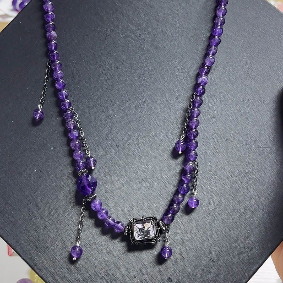 紫晶颈饰未镶嵌紫水晶设计款项链