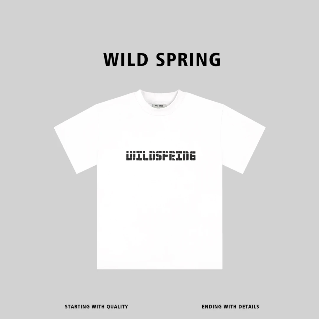 WILD SPRING品牌 纯棉发泡印花T恤情侣宽松休闲重磅短袖 63010#