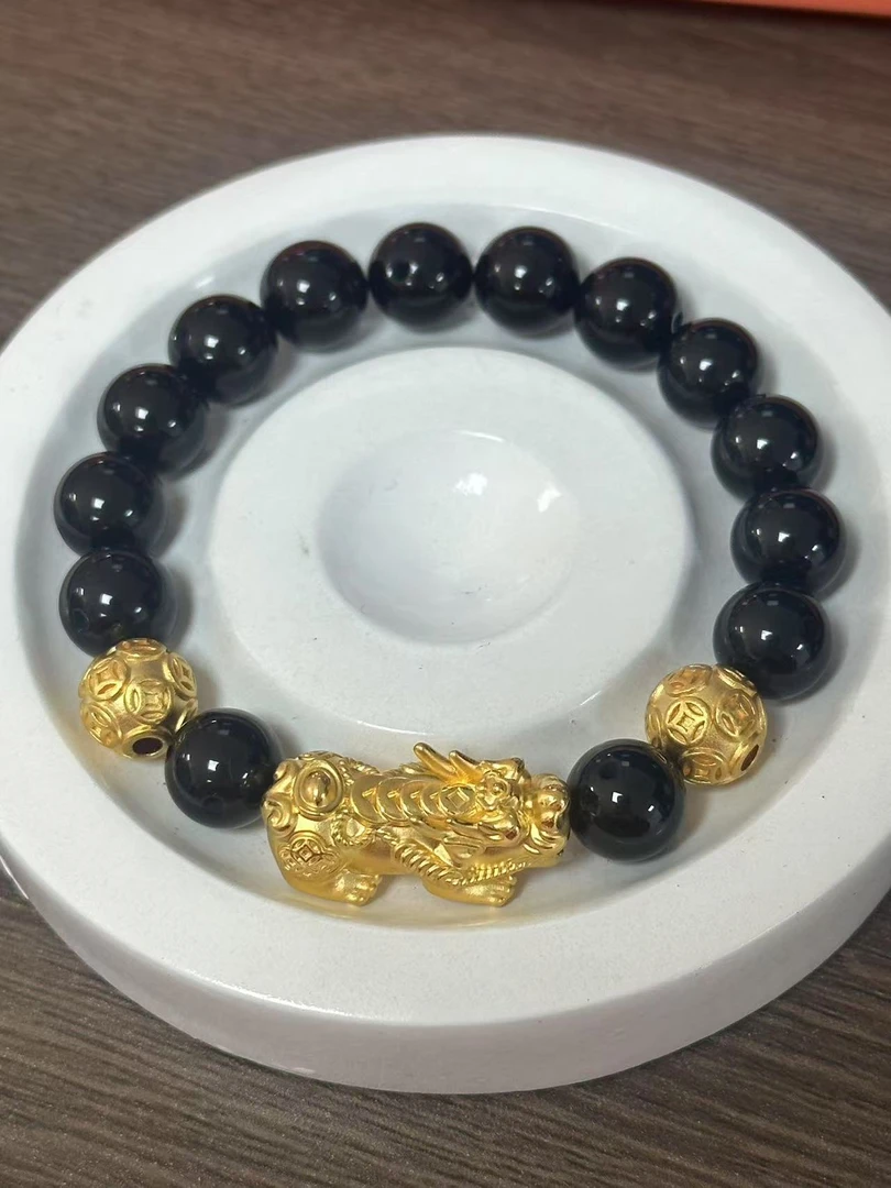 【足金999】卡10转运珠+黄金貔貅