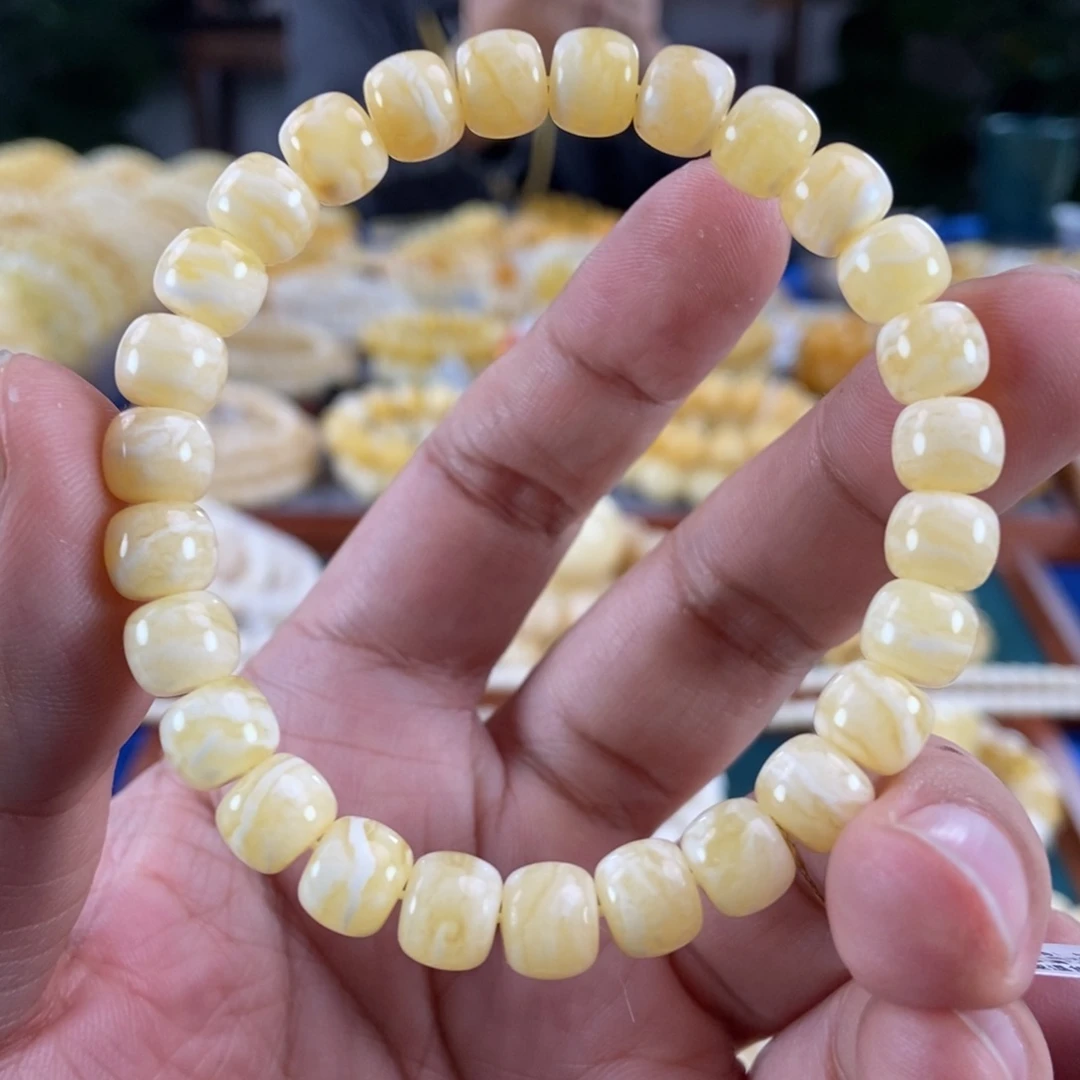 琥珀未镶嵌珠宝奇石8虎皮纹老型手串8.69