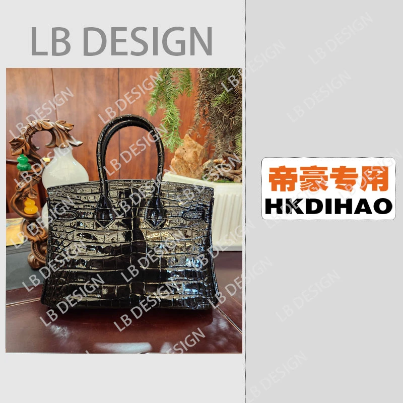 DESIGN【韩BK-25高光黑色25CM】手工打造真皮高端定制女士包