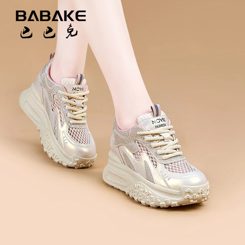 巴巴克2025夏季爆款7CM厚底网面运动阿甘鞋增高透气凉鞋女2587