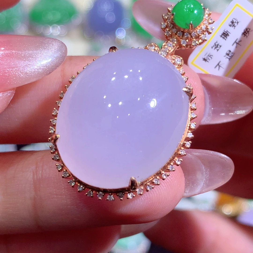 翡翠18K金镶嵌吊坠(不含链)