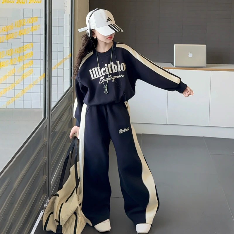 简约潮牌店铺儿童服装2025年新款衣服女童装秋装套装6-12岁高级感