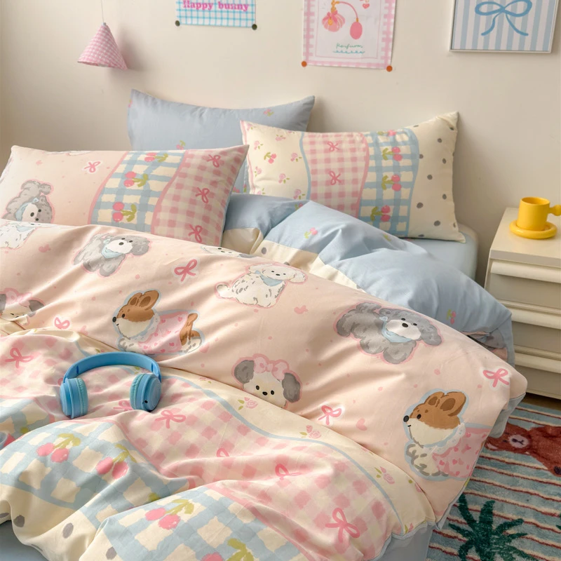 星月汇 【100%棉】卡通纯棉小清新春夏薄款四件套全棉（介意勿拍）