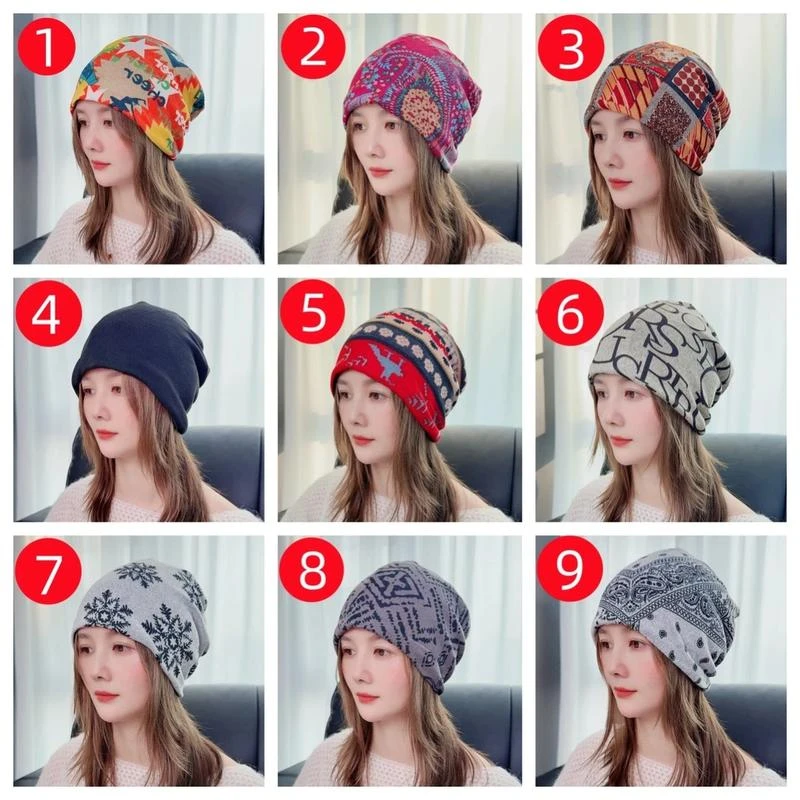 百变围脖2025 新款保暖加大时尚仿羊绒扭扭帽韩版宽松百搭月子帽