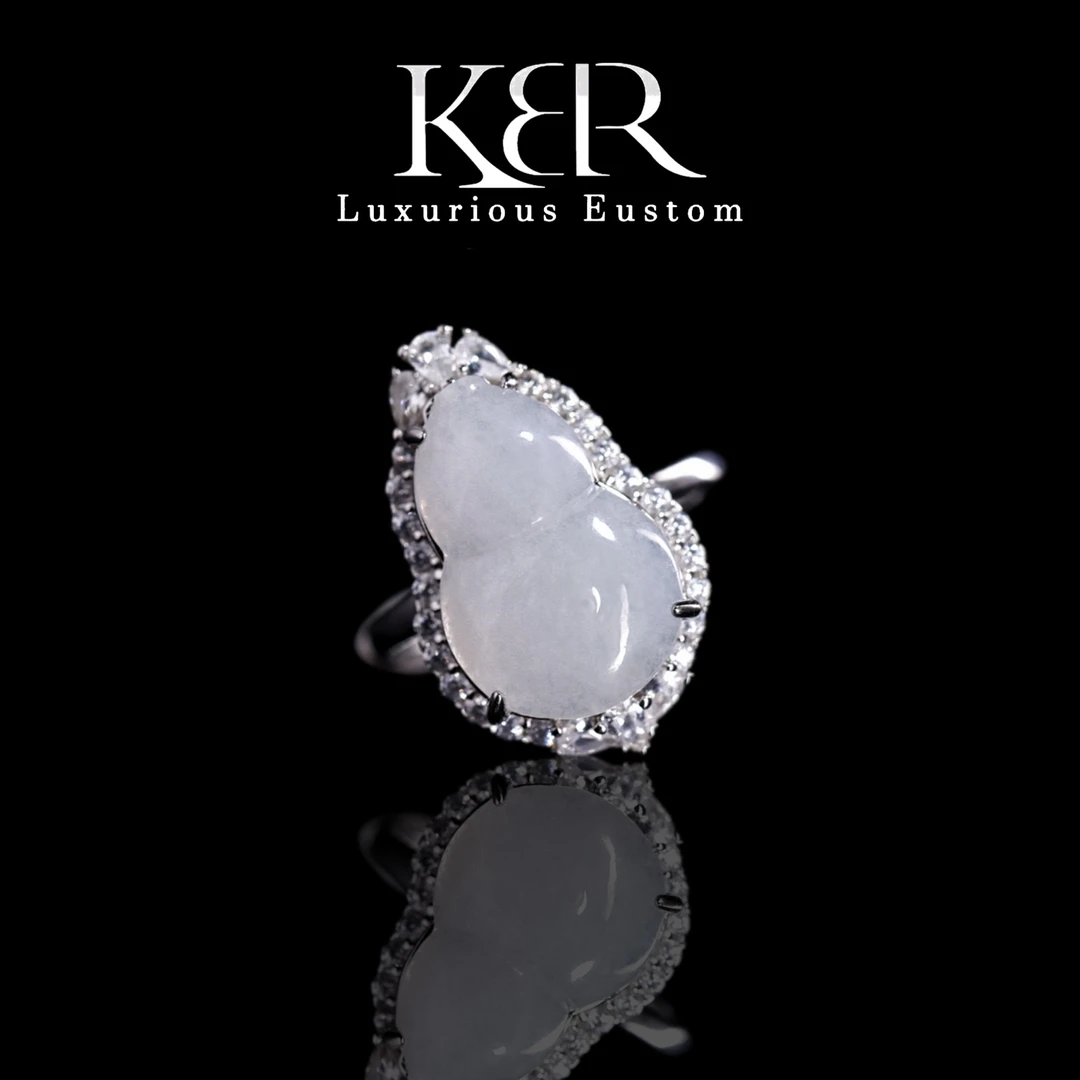 高定新款S925银天然A货翡翠葫芦戒指简约百搭款 JJCYX0314003