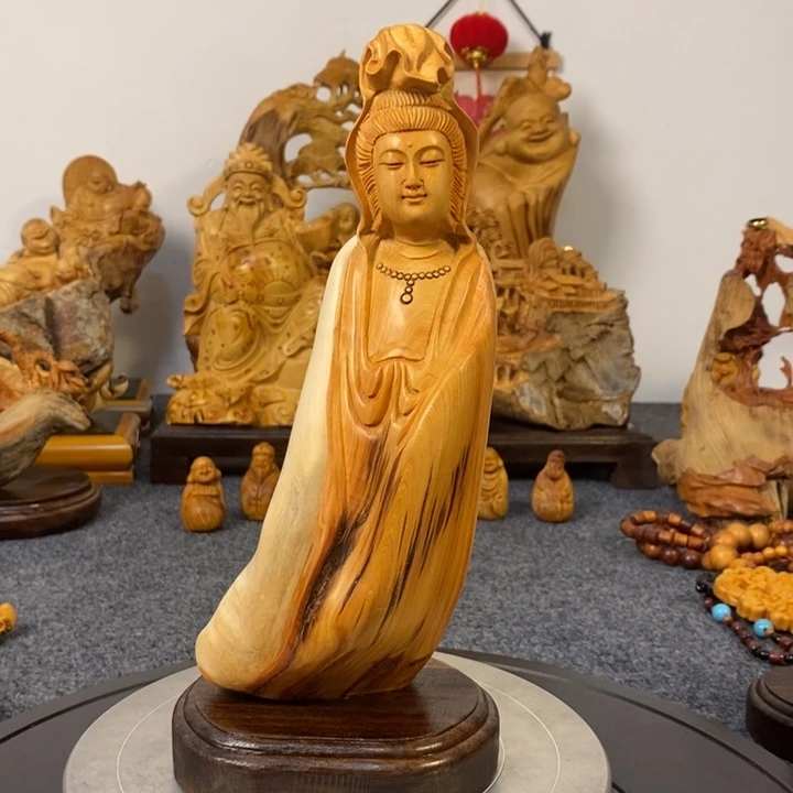 柏木（崖柏）太行崖柏观音摆件根雕工艺品