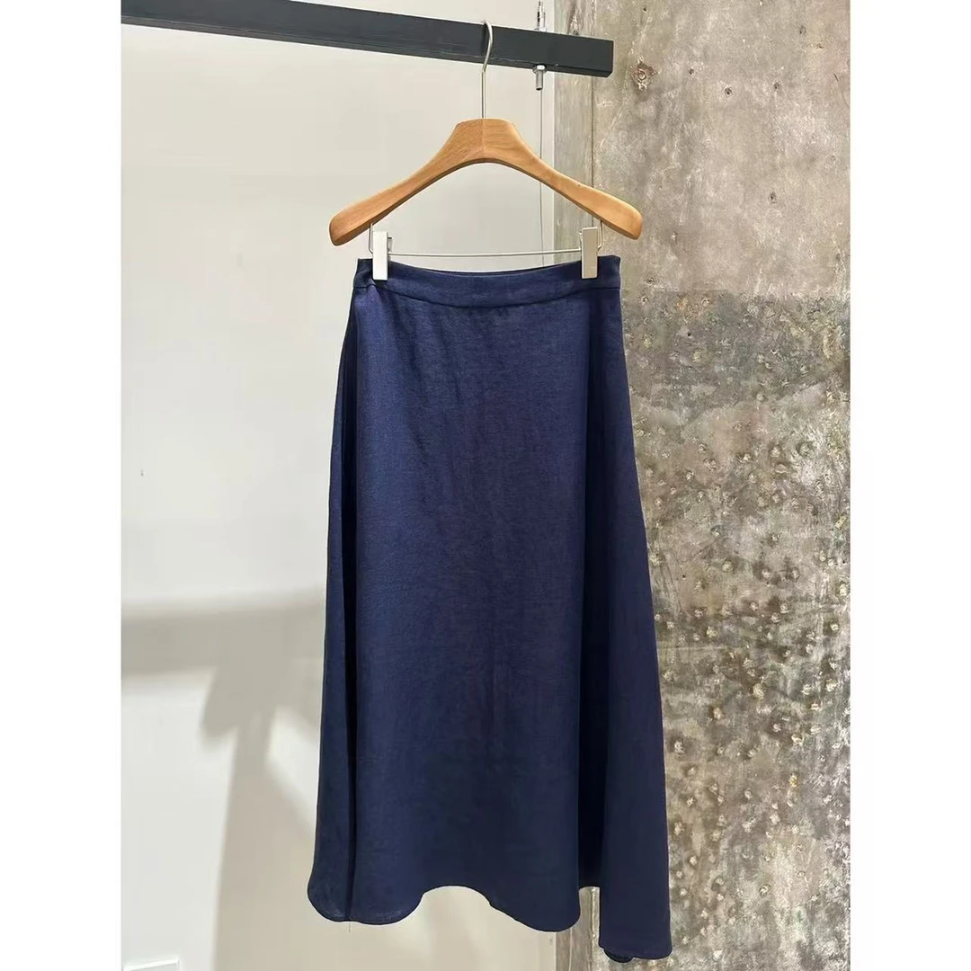 MY WANTS “优雅永恒” 系列老钱风法系亚麻直筒半身裙DY3019