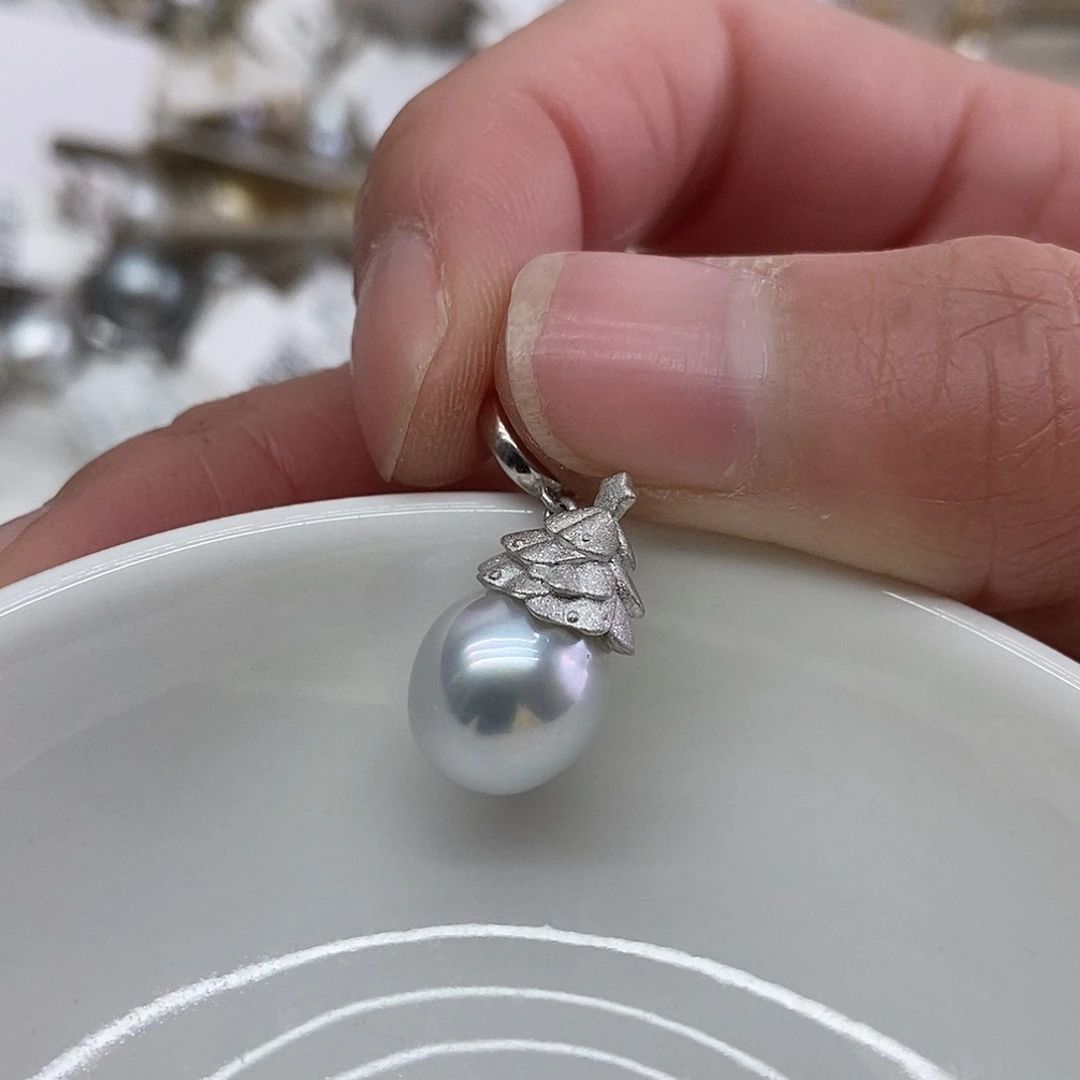 海水珍珠银S925镶嵌吊坠(不含链)@@AD0047