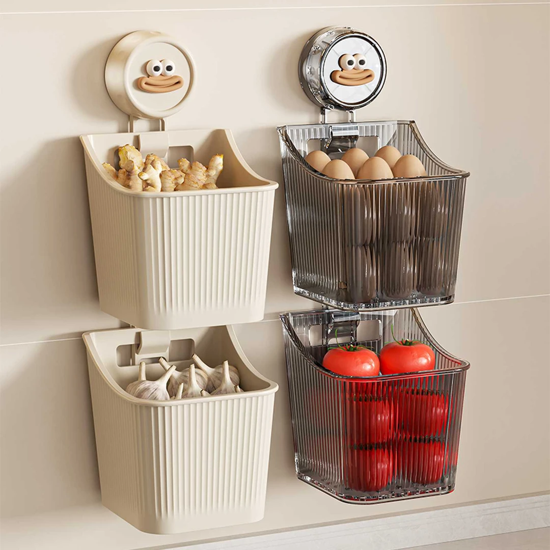 可伸缩免打孔厨房整理挂篮多功能调味品香料置物架子壁挂多层吸盘