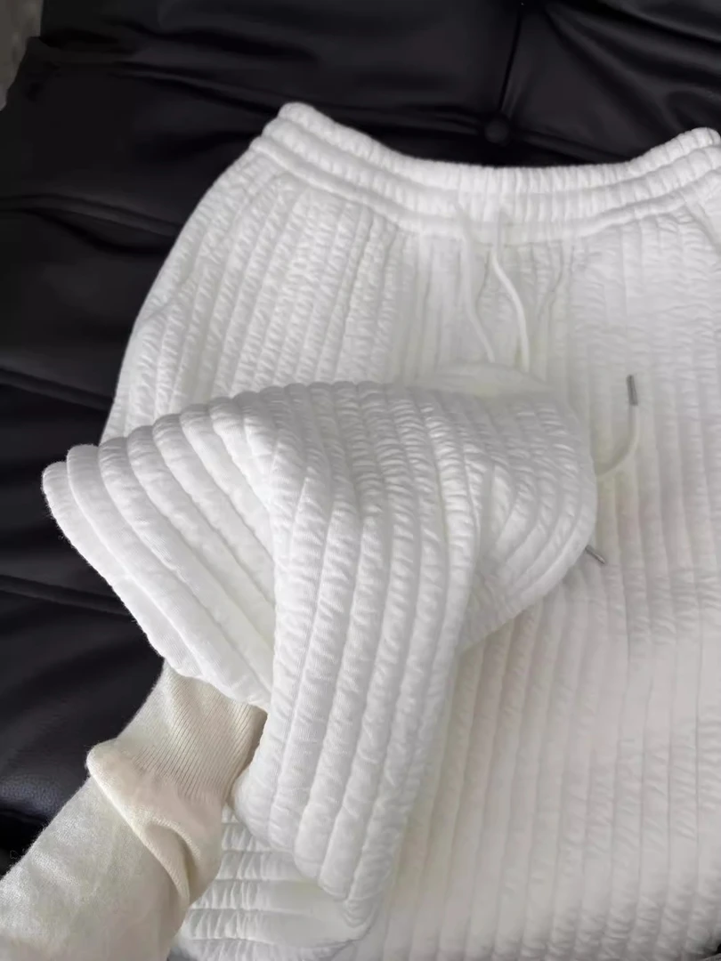 显瘦高腰秋冬新款慵懒感加厚休闲卫裤女直筒阔腿两穿运动束脚卫裤