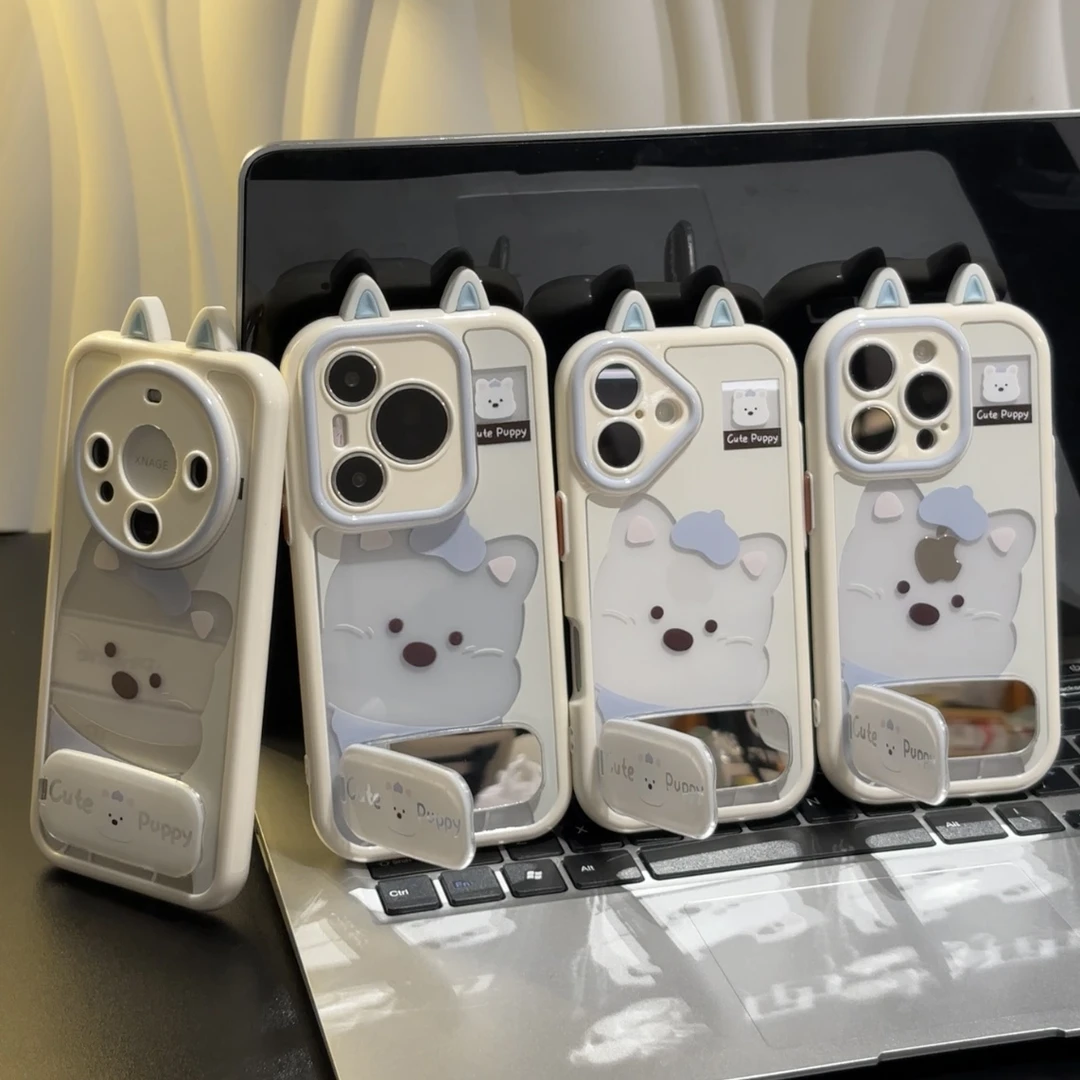 卡通蓝围巾西高地支架适用iphone15plus新款13苹果16promax手机壳