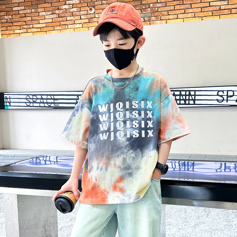 男童夏季短袖T恤2025新款夏装上衣中大童酷帅纯棉网红潮BF176