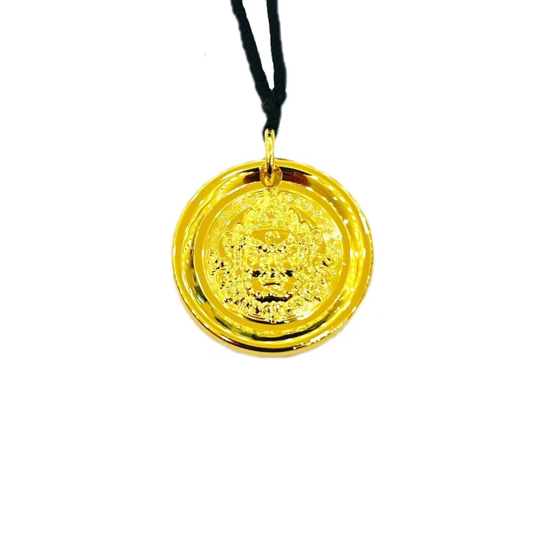 吊坠足银 足银镀24K金亮面黄财神吊坠