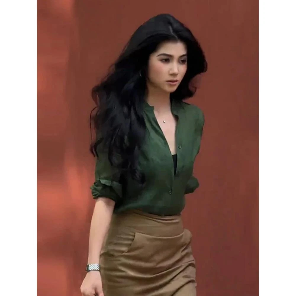 【气泡咕噜咕噜】初秋法式轻熟风开衫上衣百搭休闲显瘦减龄气质衬衫