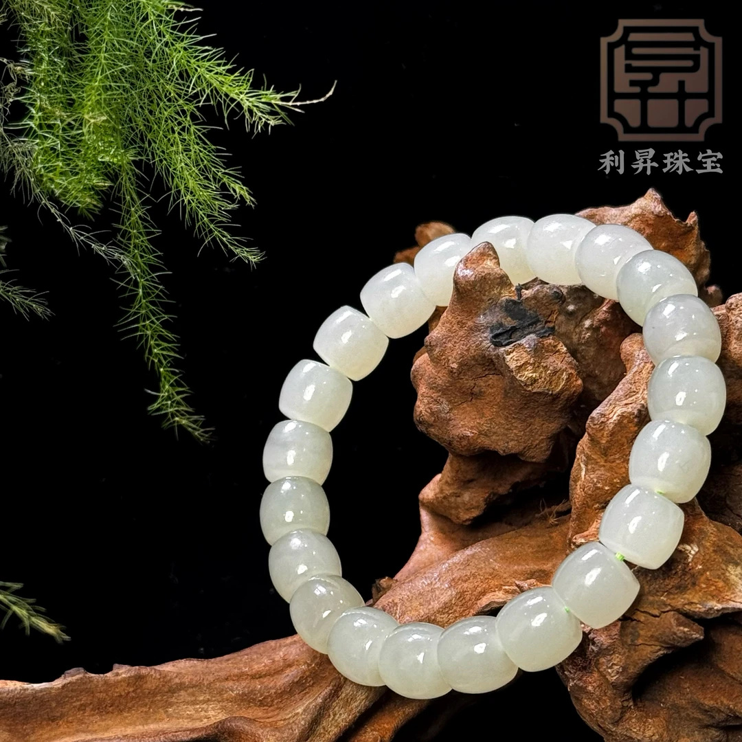 和田玉晴水手串卡10mm直切手串