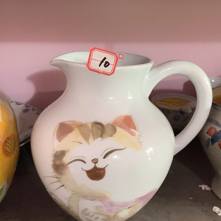 景德镇手绘陶瓷10号猫咪手把花瓶
