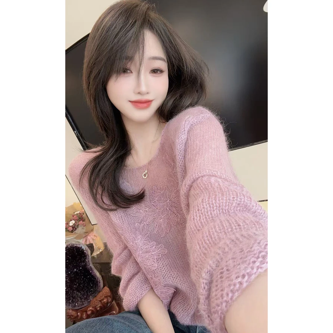 【陈陈私服】氛围感软糯马海毛毛衣洋气显白长袖套头针织衫25091609