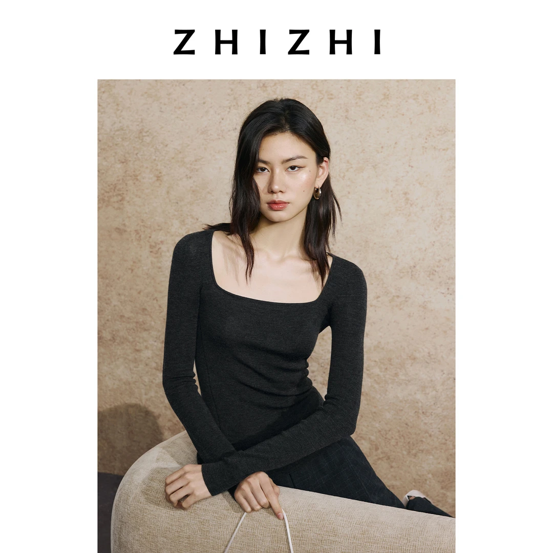 致知 烟玉波 全羊毛方领无缝打底25年秋季新款百搭ZZ2EAKZN011