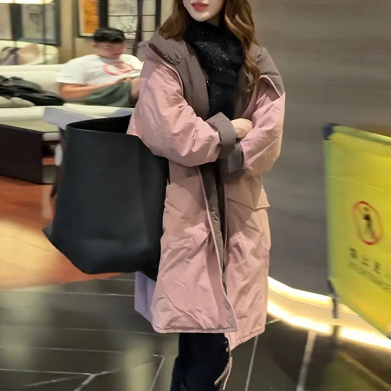 时尚潮流减龄气质显瘦上衣女2025新款高级感小众洋气拼接纯色棉服