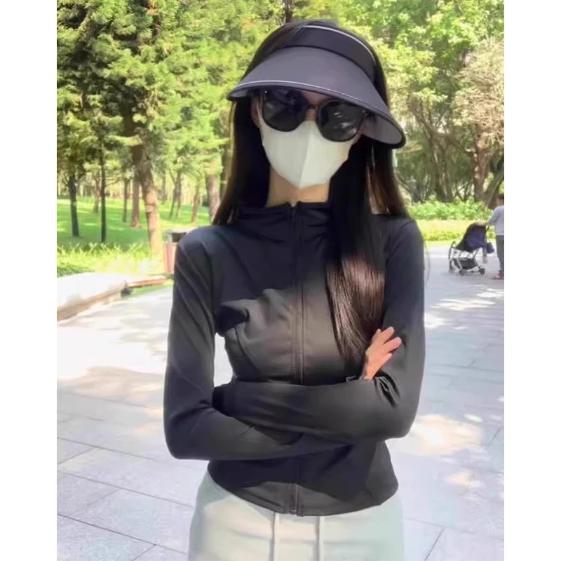 冠美卡伦瑜伽长袖女拉链开衫外套健身服修身运动跑步瑜伽服上衣