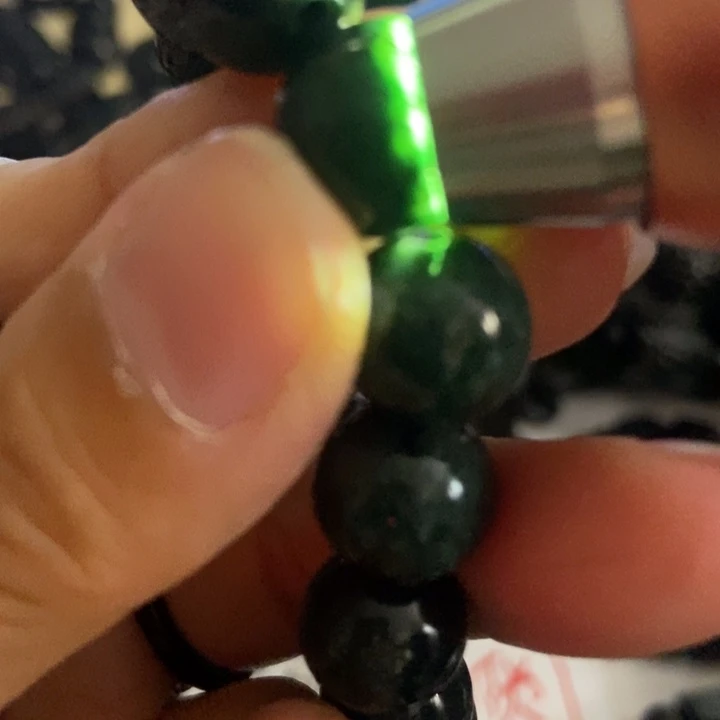翡翠未镶嵌手链墨绿色12