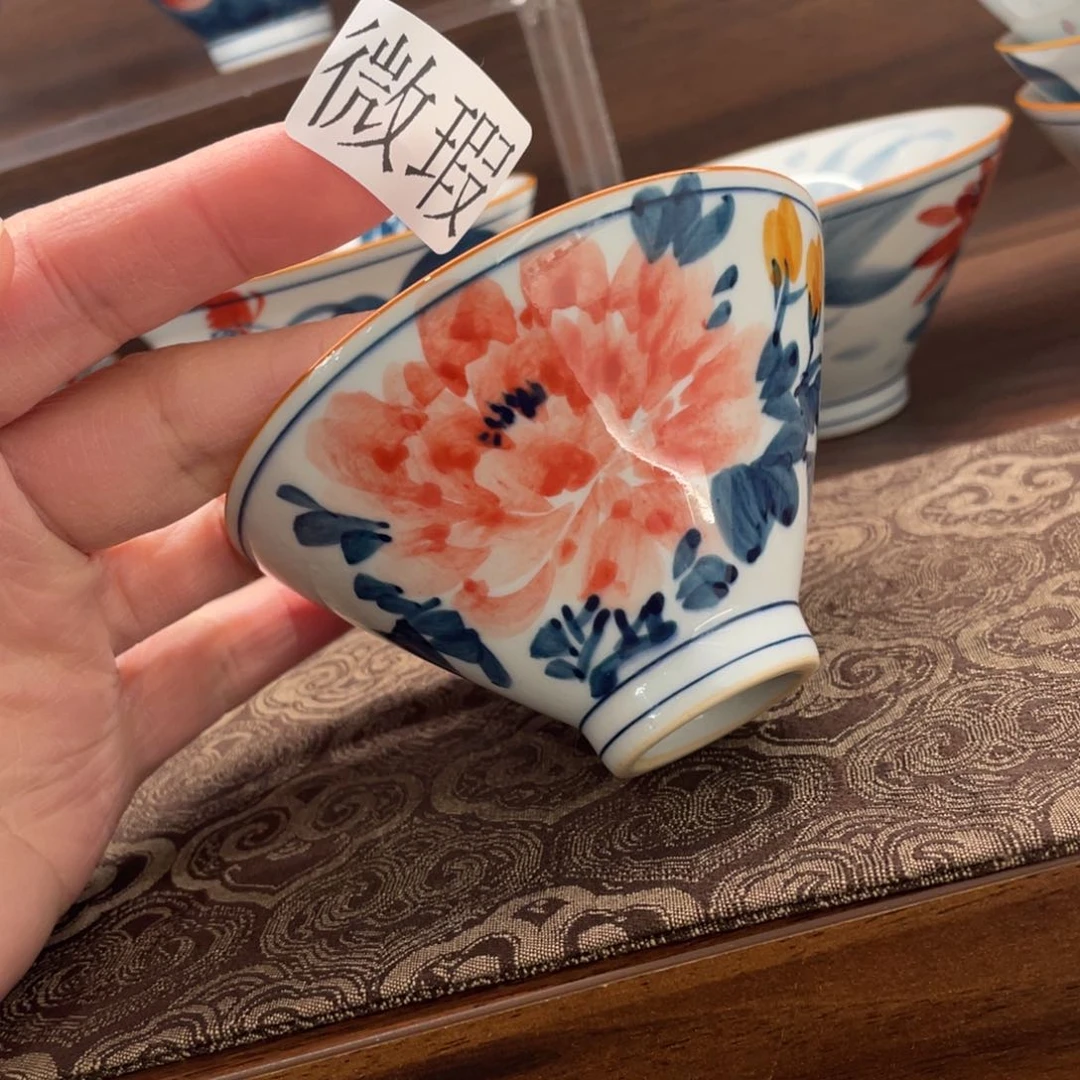 釉下手绘茶具微瑕