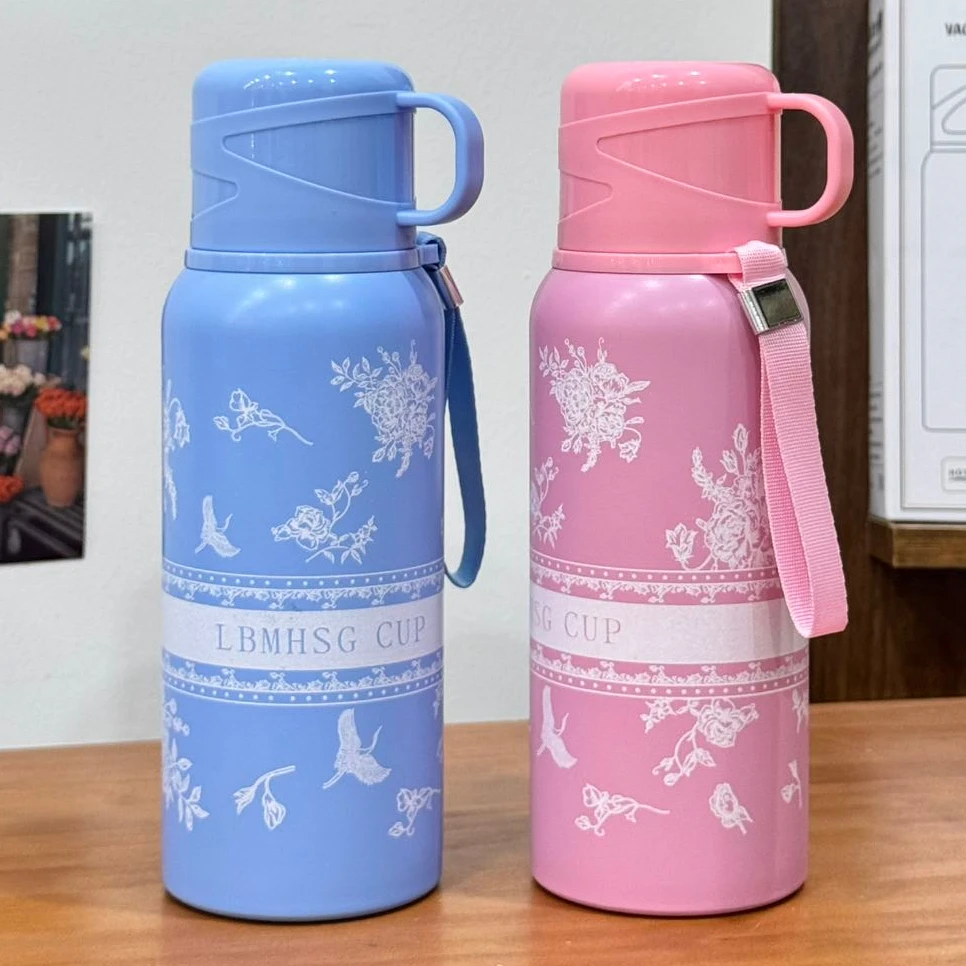 【一杯双盖】新款女士水杯316不锈钢保温杯大容量户外高颜值简约