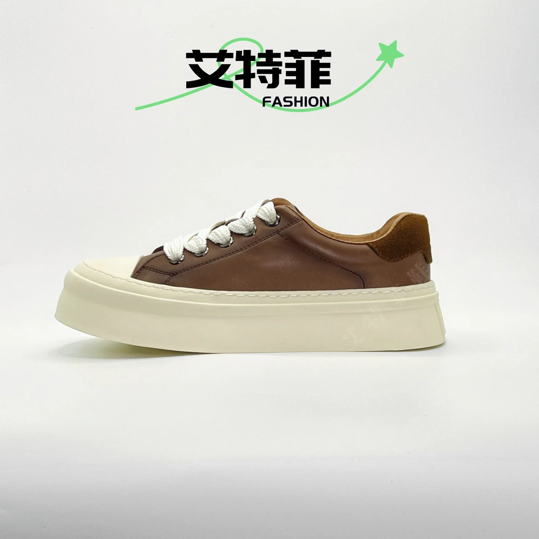 真皮板鞋男士复古潮流百搭厚底夏季时尚透气小白鞋休闲鞋YD2501